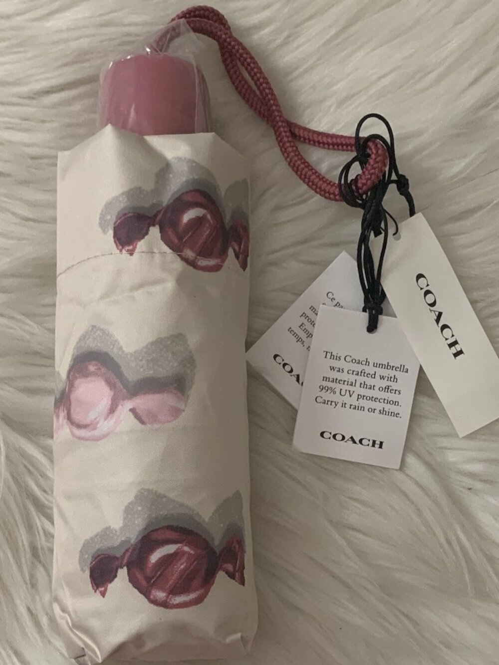 COACH Candy UV Mini Umbrella in Chalk/Jasmine